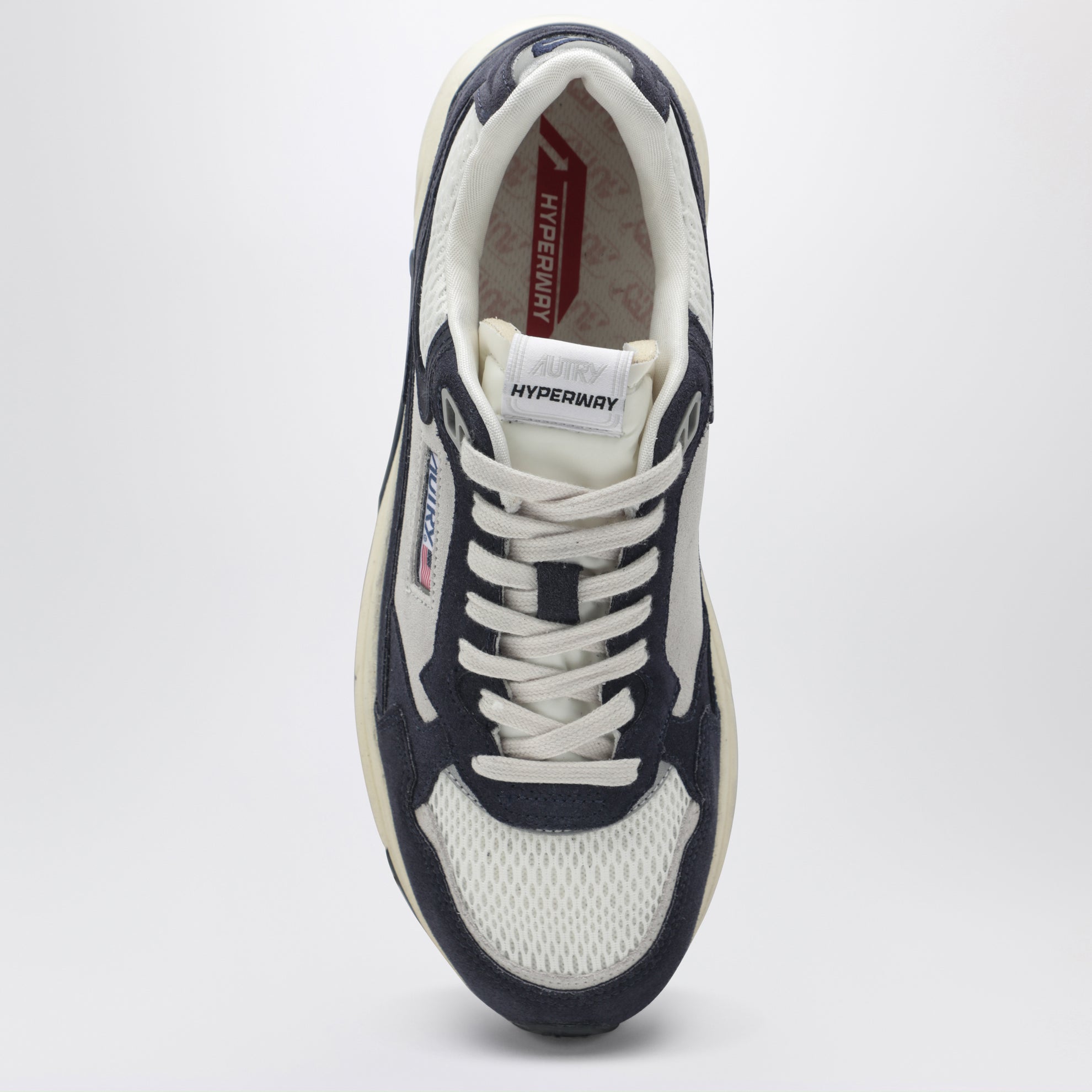 Hyperway sneakers in blue and silver mesh and suede