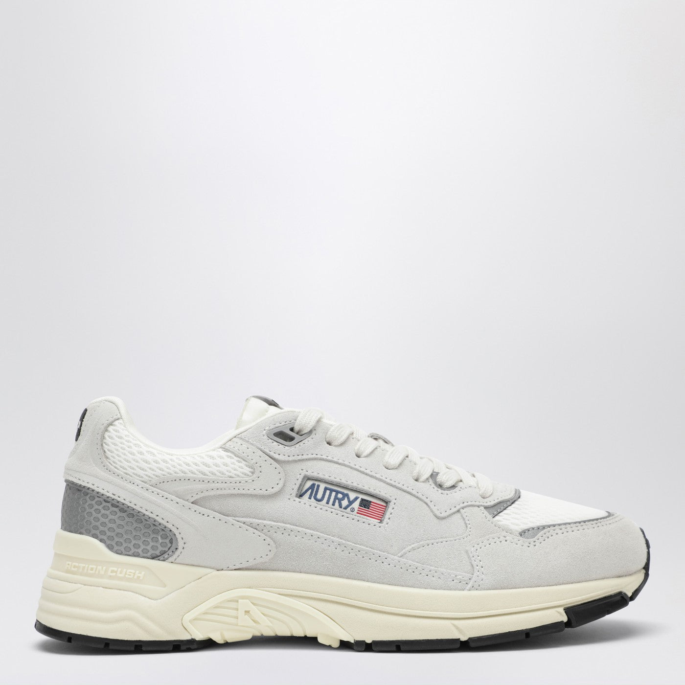 Sneakers Hyperway in mesh e suede bianca/argento