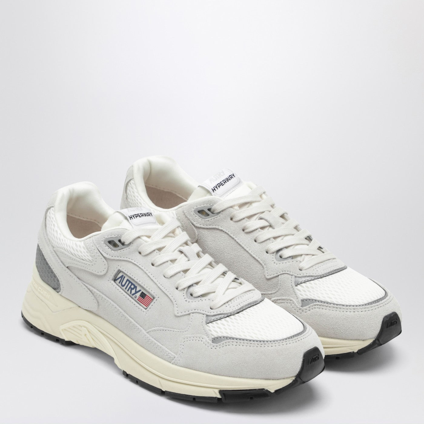 Sneakers Hyperway in mesh e suede bianca/argento