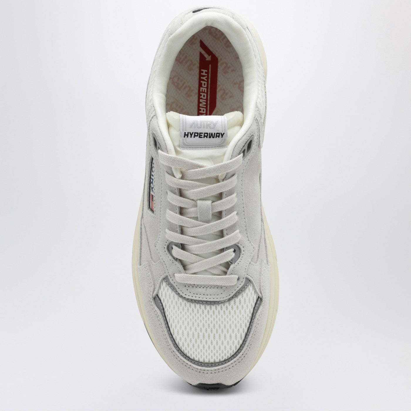 Sneakers Hyperway in mesh e suede bianca/argento