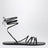 Black crossover leather sandals