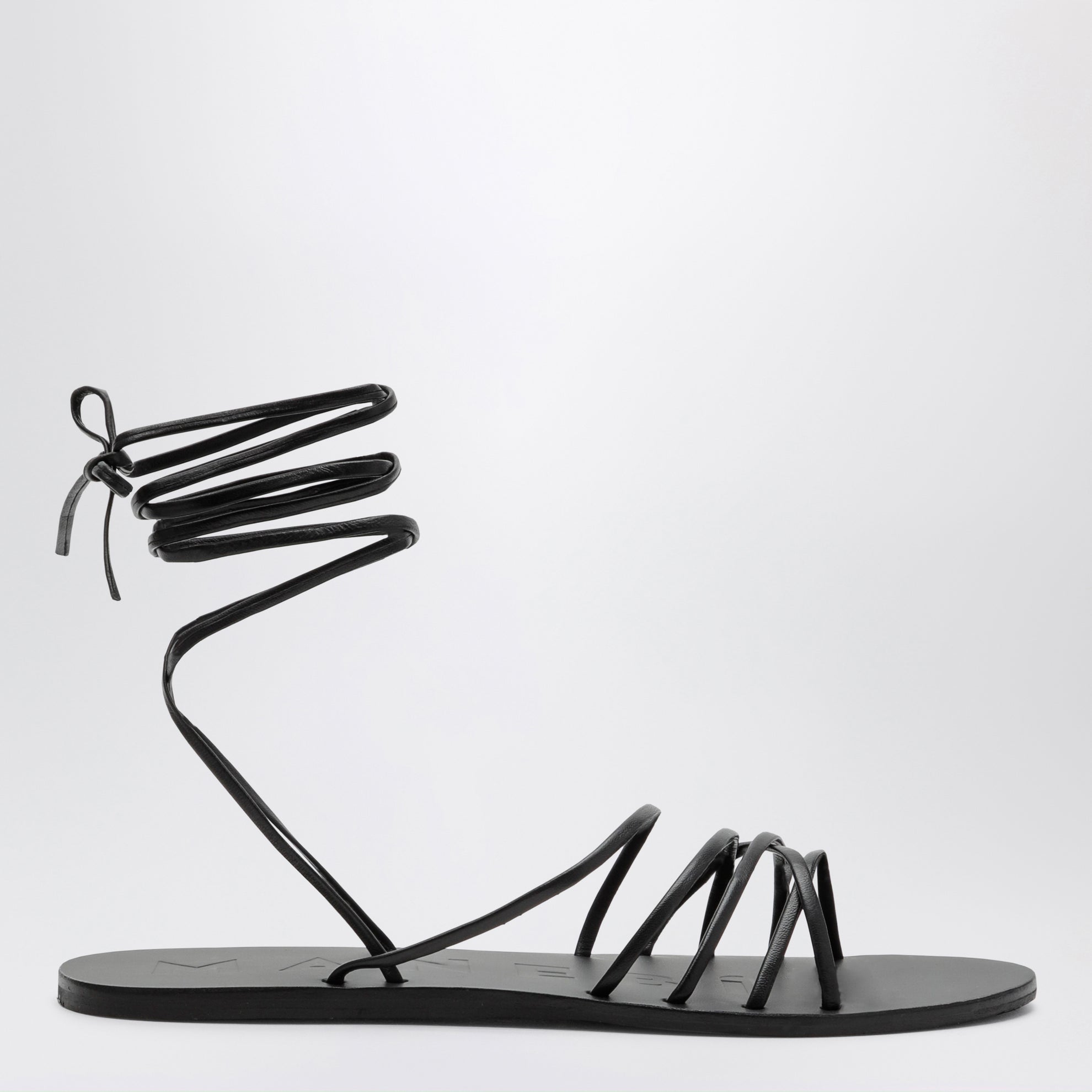Black crossover leather sandals