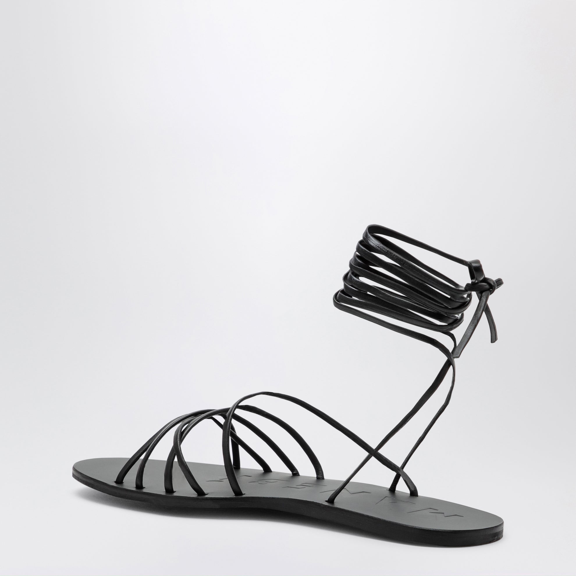 Black crossover leather sandals