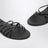 Black crossover leather sandals