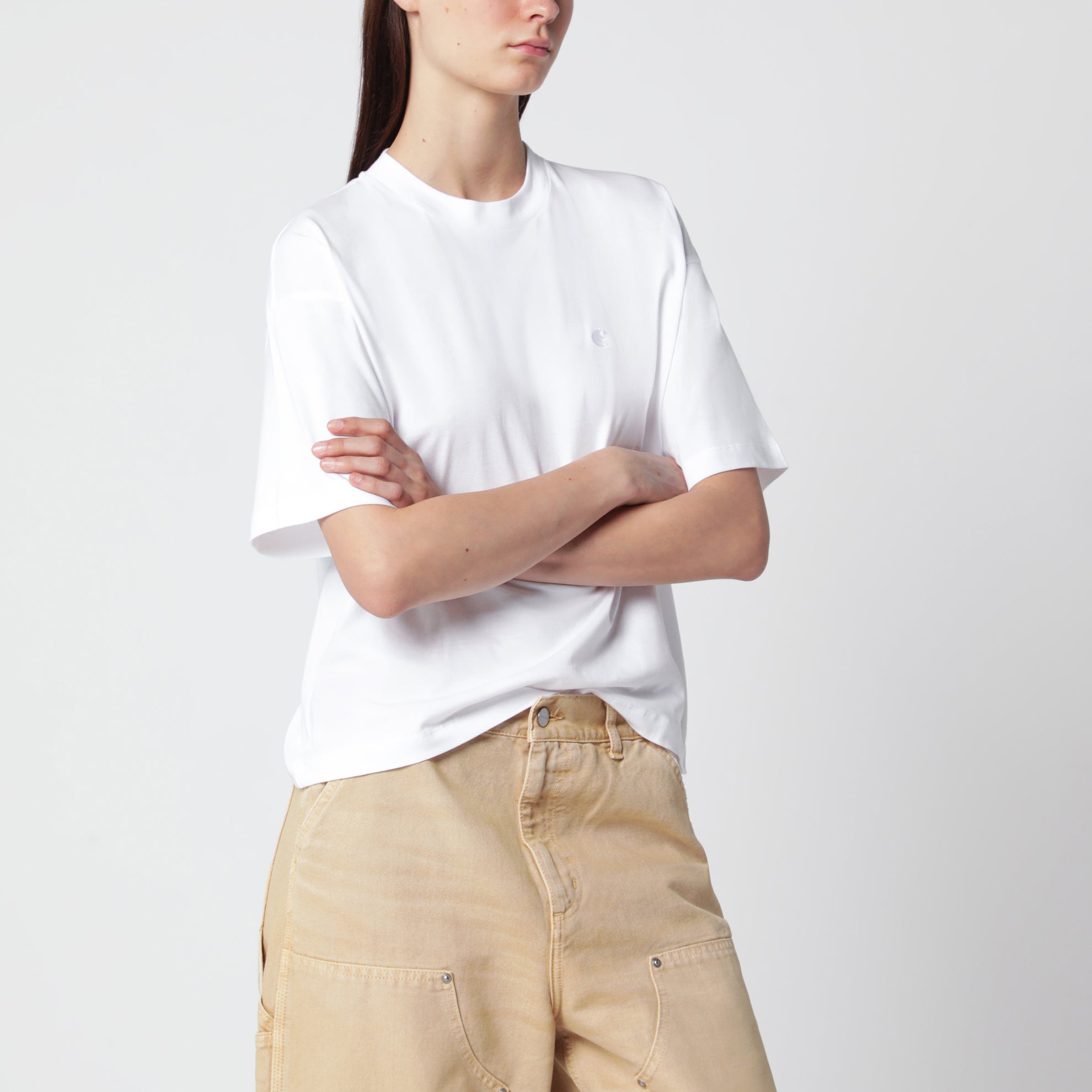 White Chester cropped T-shirt in organic cotton jersey