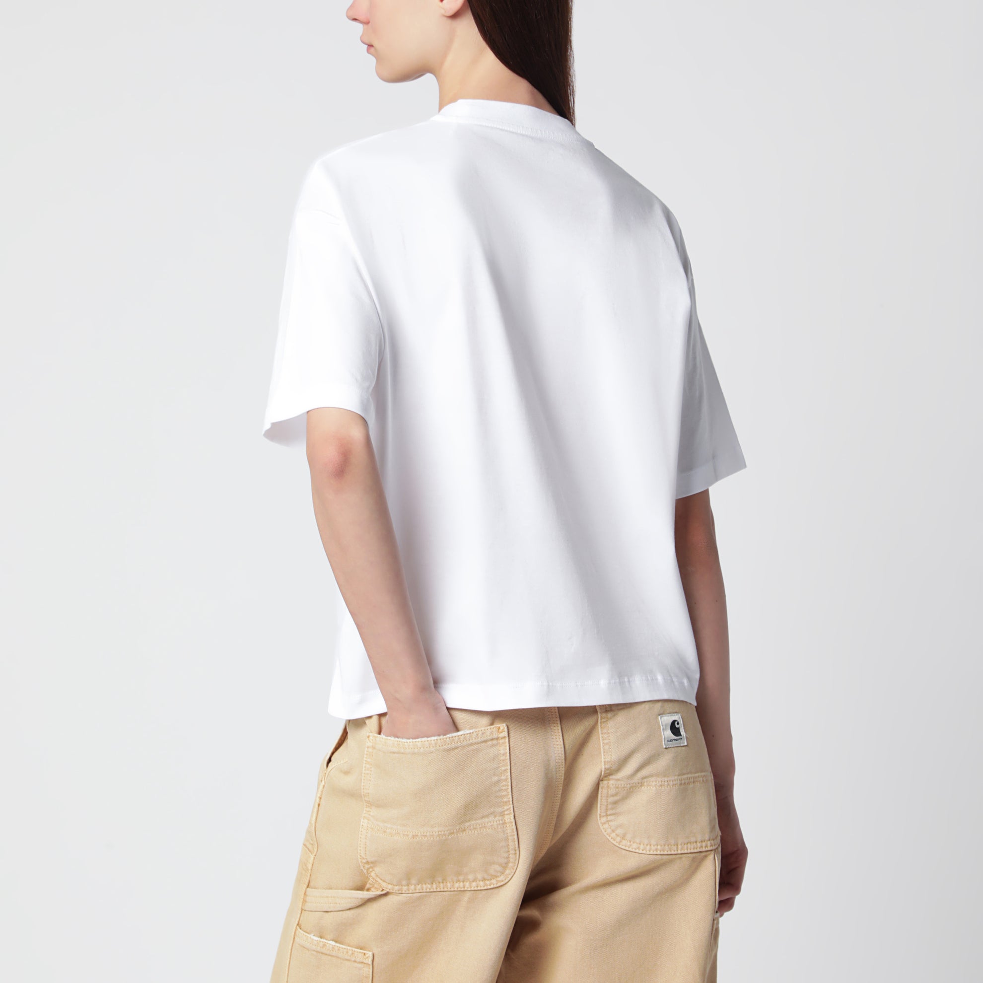 White Chester cropped T-shirt in organic cotton jersey
