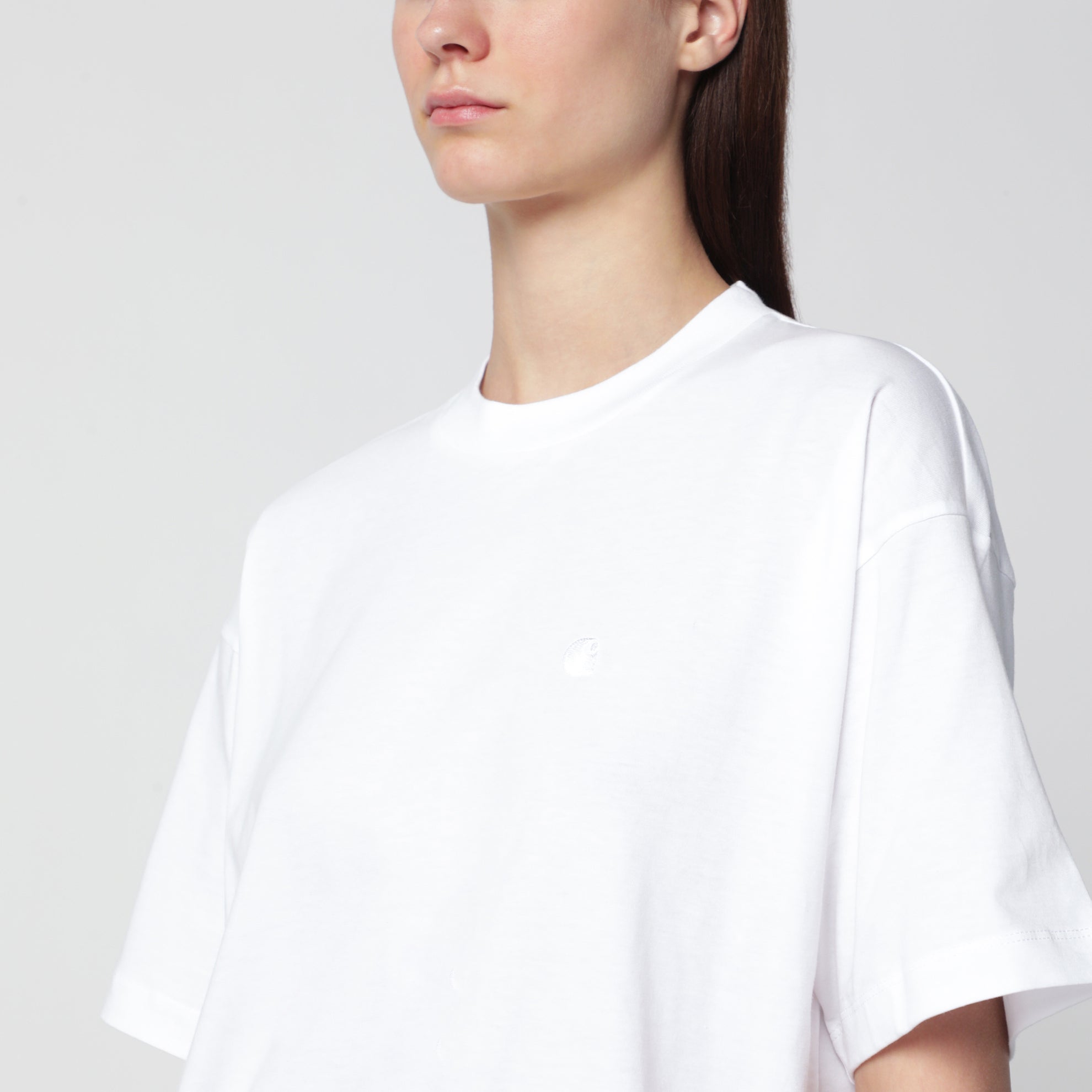 White Chester cropped T-shirt in organic cotton jersey