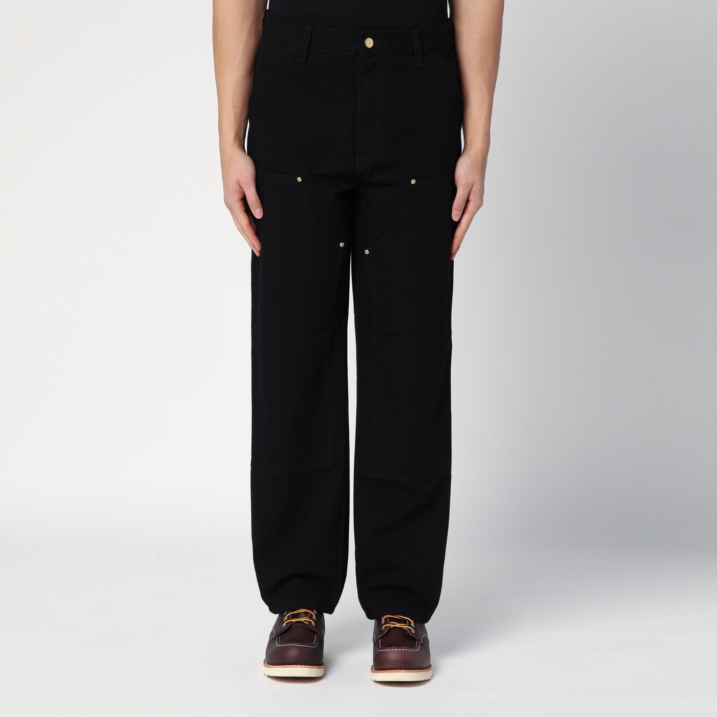 Black Rinsed Double Knee Pant
