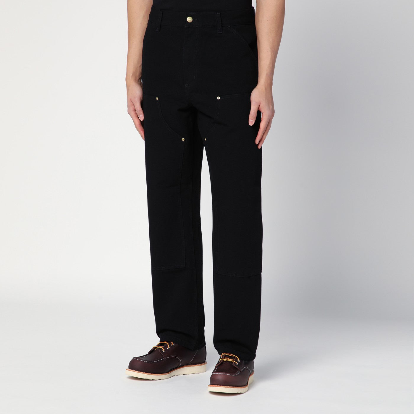 Black Rinsed Double Knee Pant