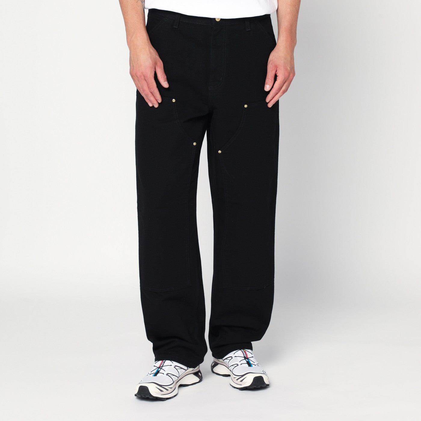 Black Rinsed Double Knee Pant