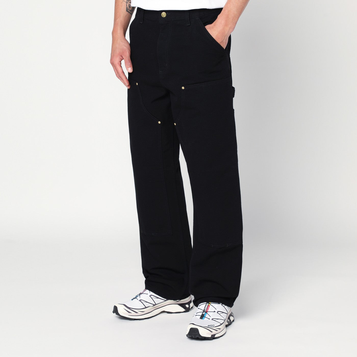 Black Rinsed Double Knee Pant