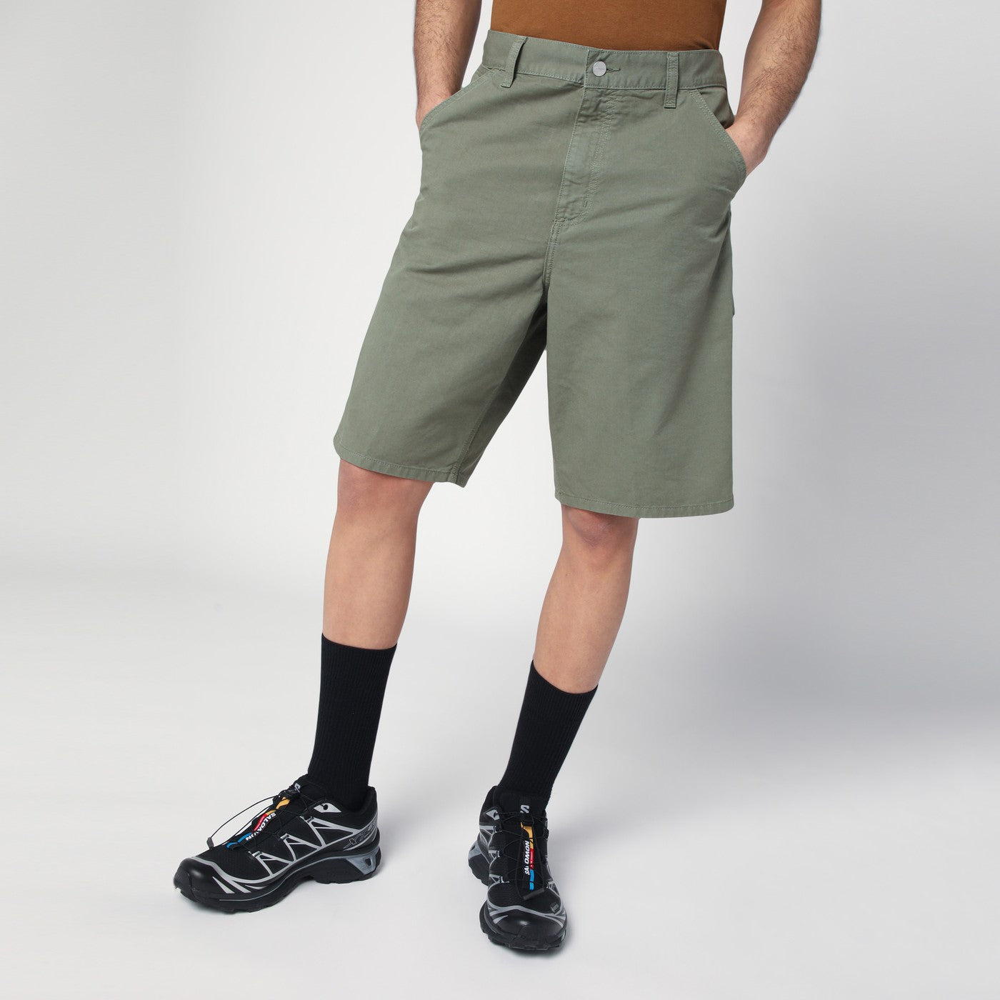 Single Knee Shorts Park green