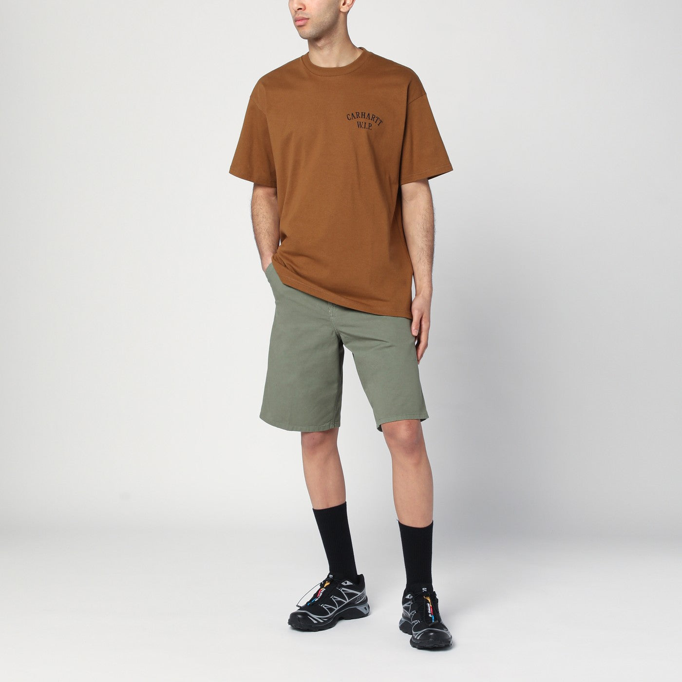 Single Knee Shorts Park green