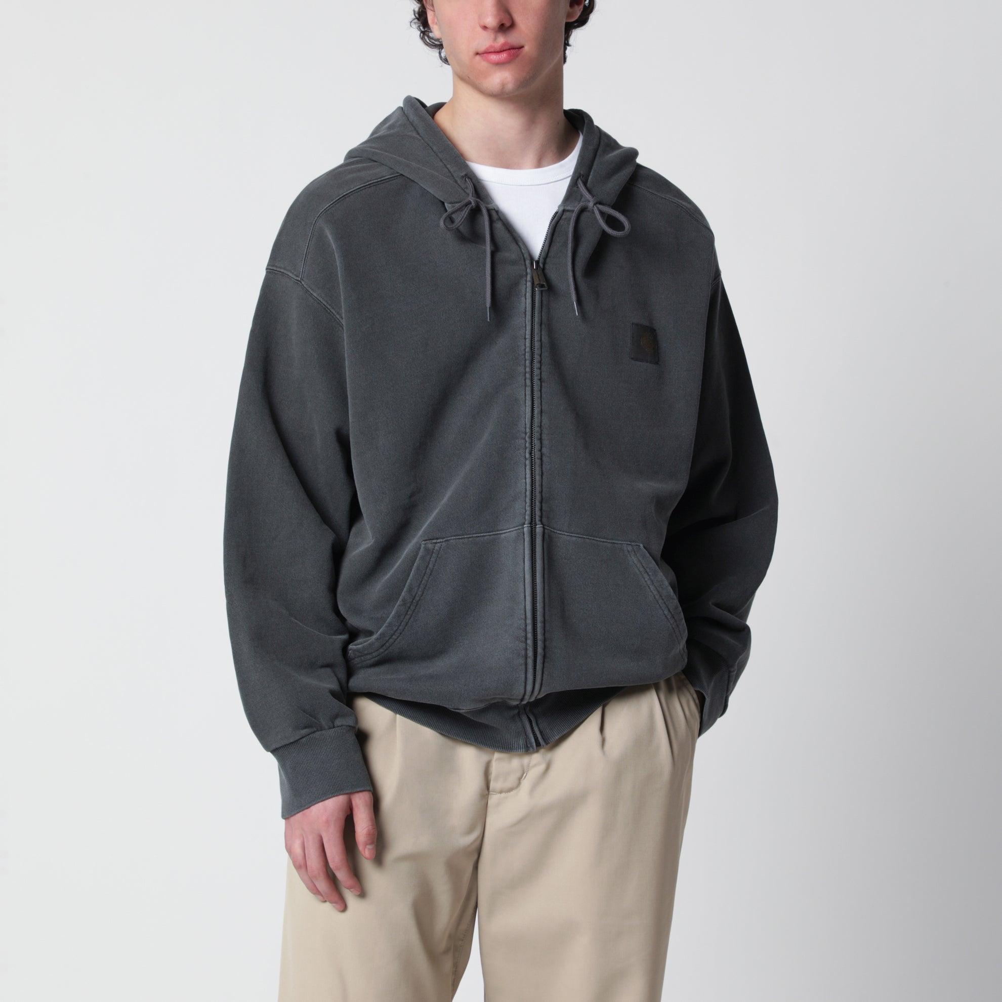 Nelson Black/Garment dyed zip-up sweatshirt