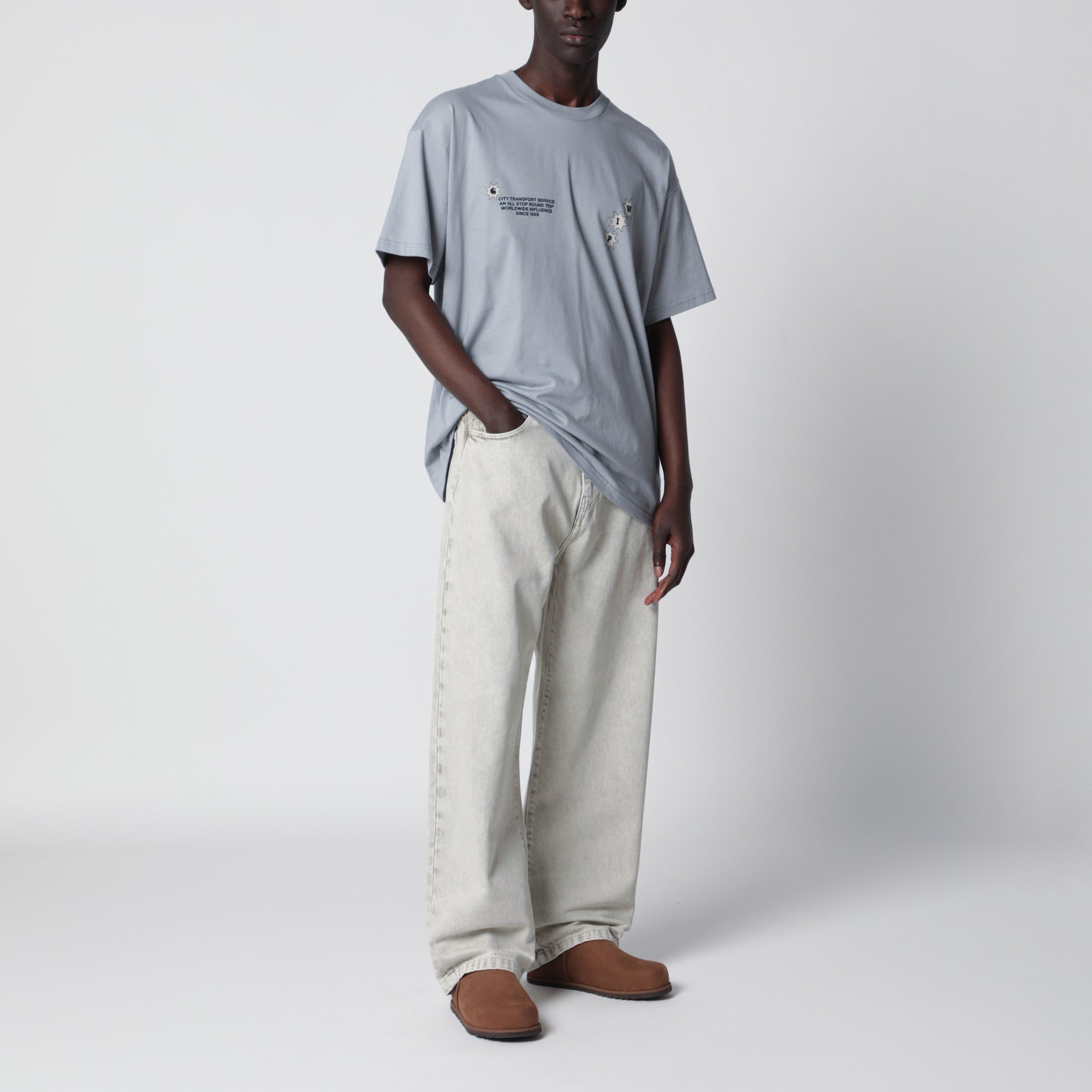 Pantaloni Landon in denim di cotone bianco