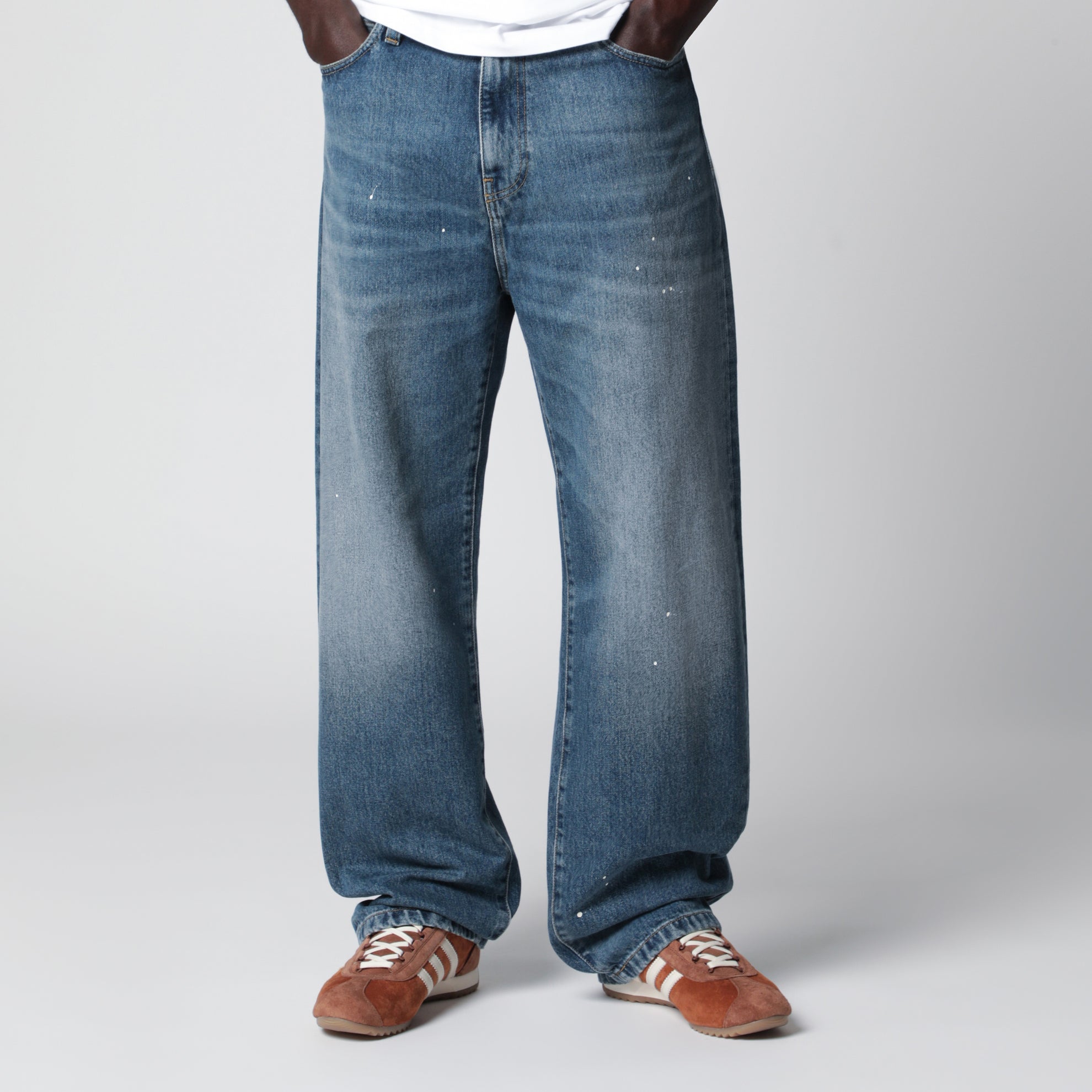 Landon Pant Blue/Destroy wash splatter