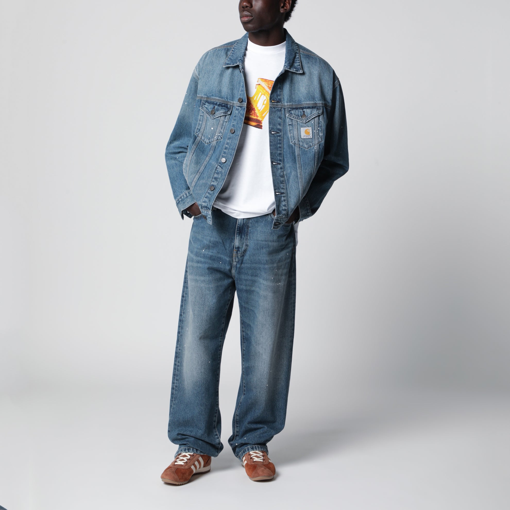 Landon Pant Blue/Destroy wash splatter