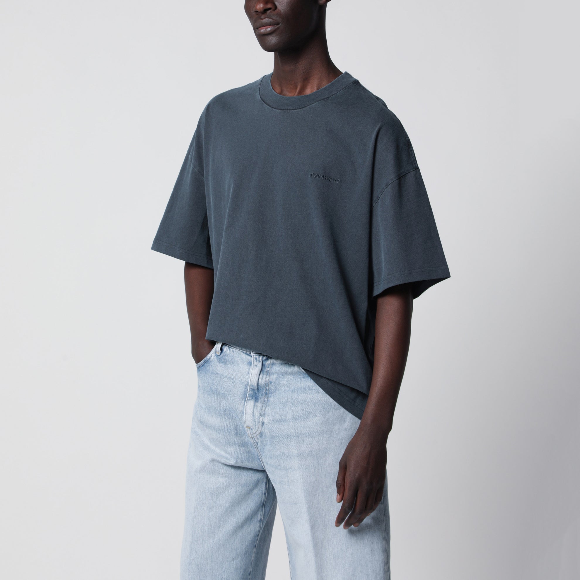 Benton short-sleeve cotton jersey T-shirt in carbon