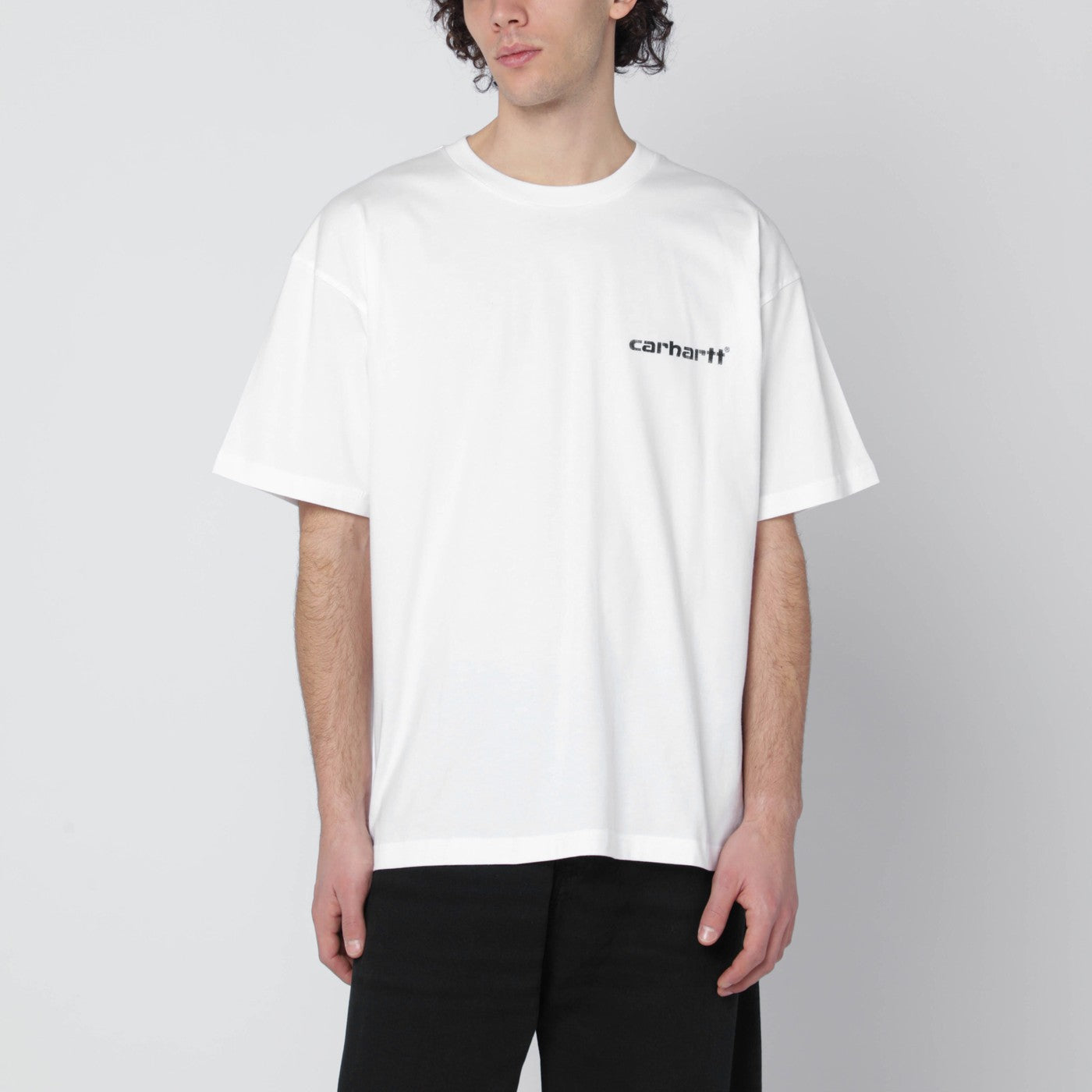 Weißes Baumwoll-T-Shirt S/S Caps