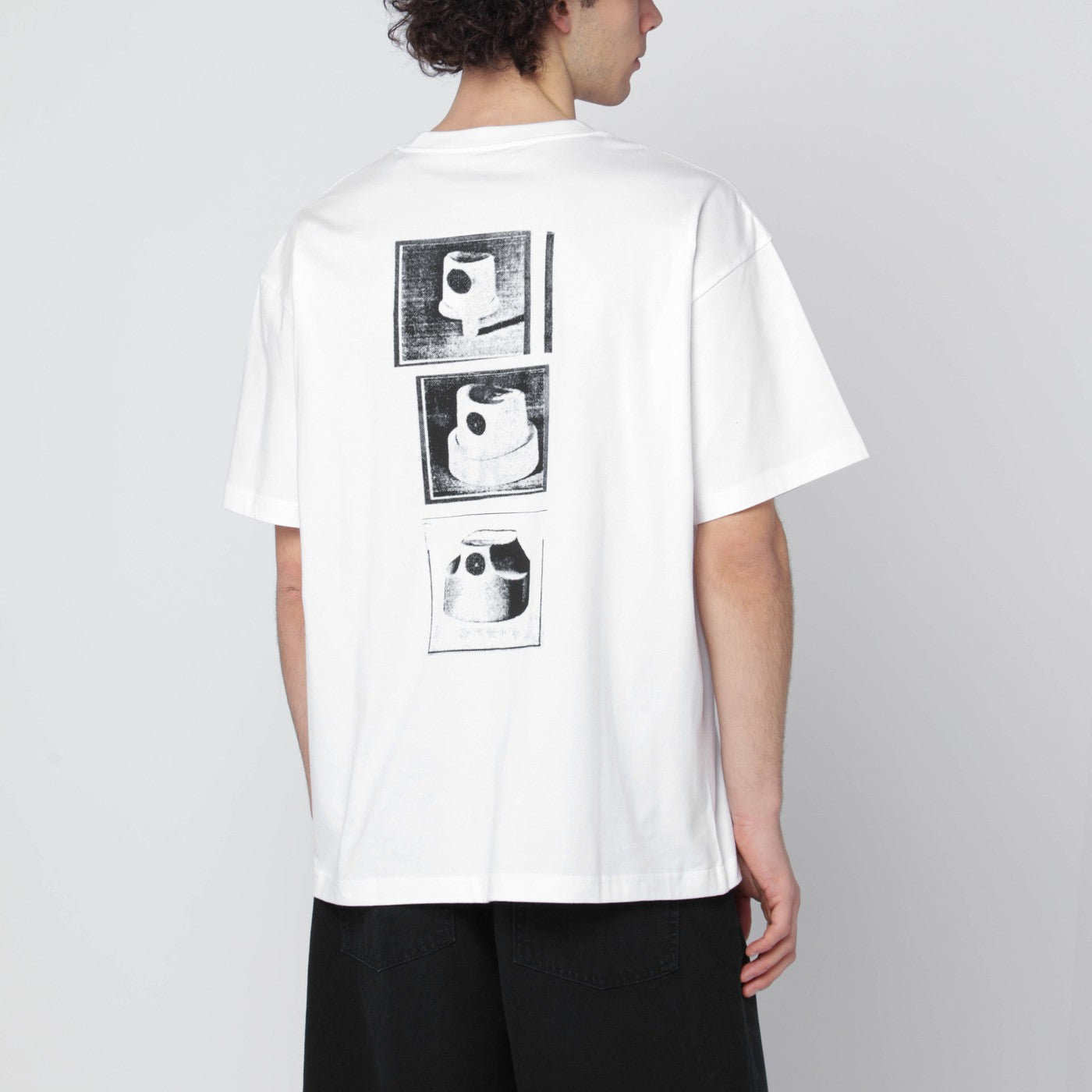 Weißes Baumwoll-T-Shirt S/S Caps