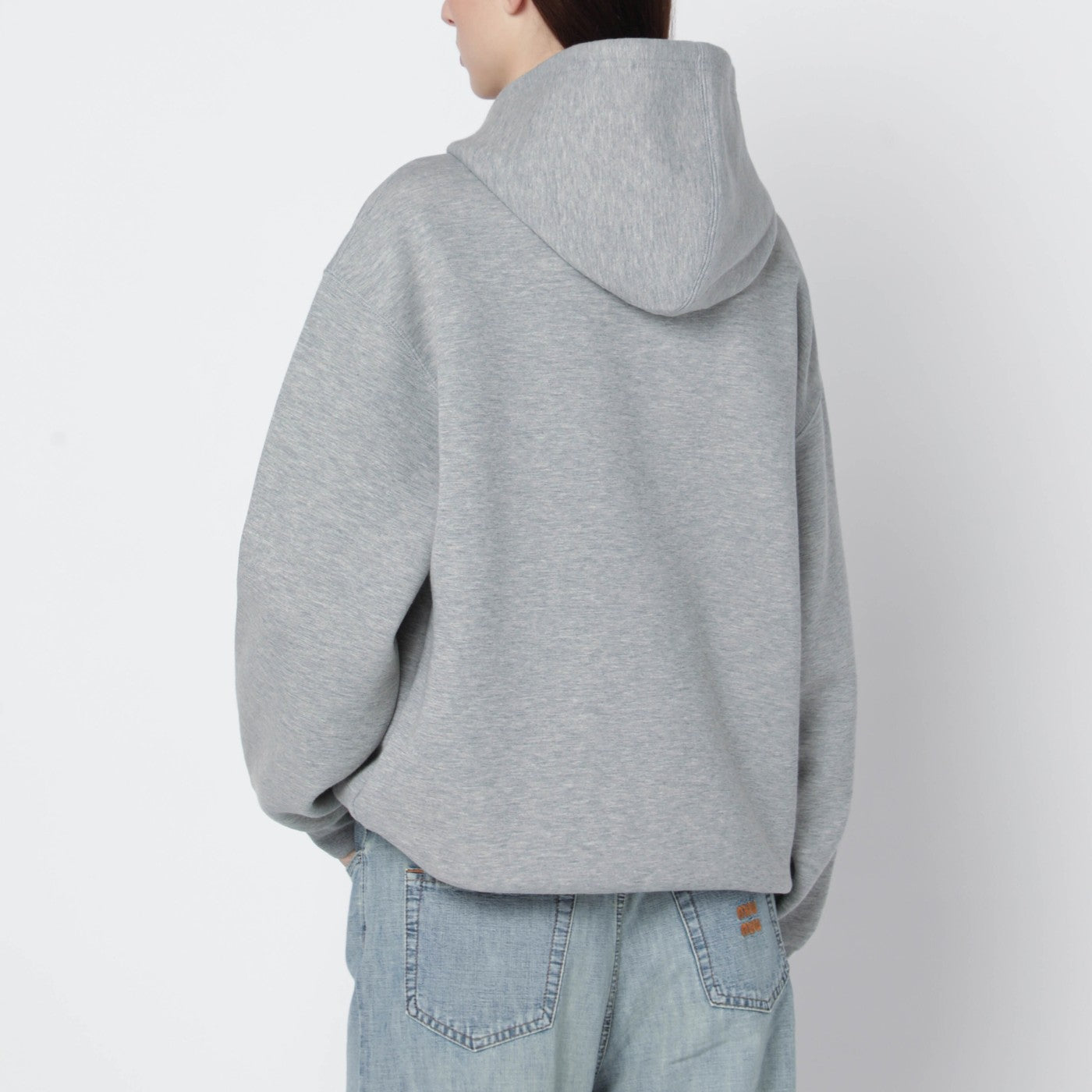 Grey zip sweatshirt in cotton blend