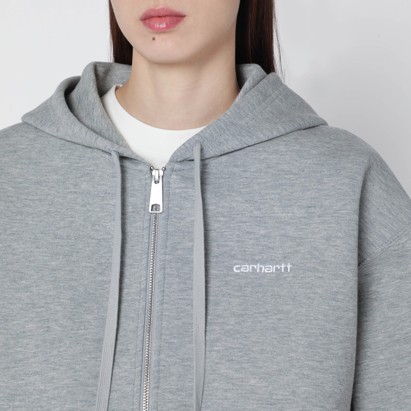 Grey zip sweatshirt in cotton blend