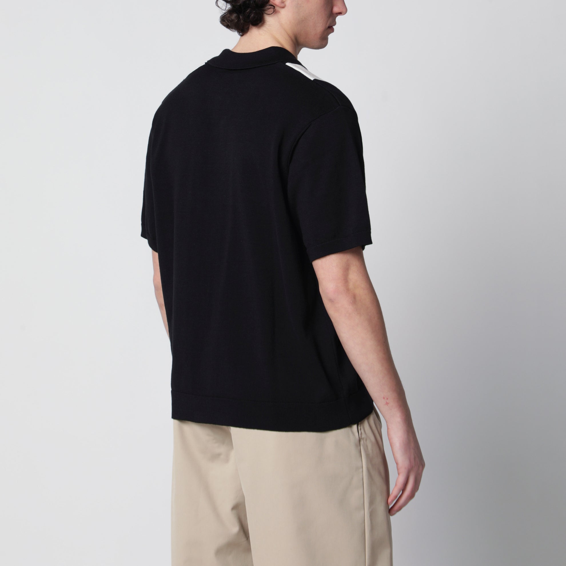 S/S Mello Knit Shirt nera a righe