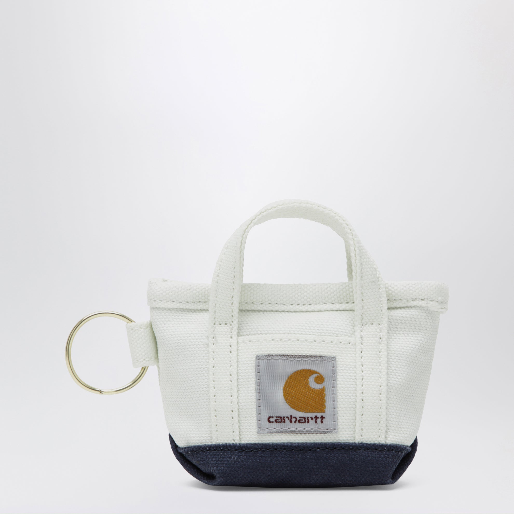 Mini Tote Bag Keychain Natural/Blue