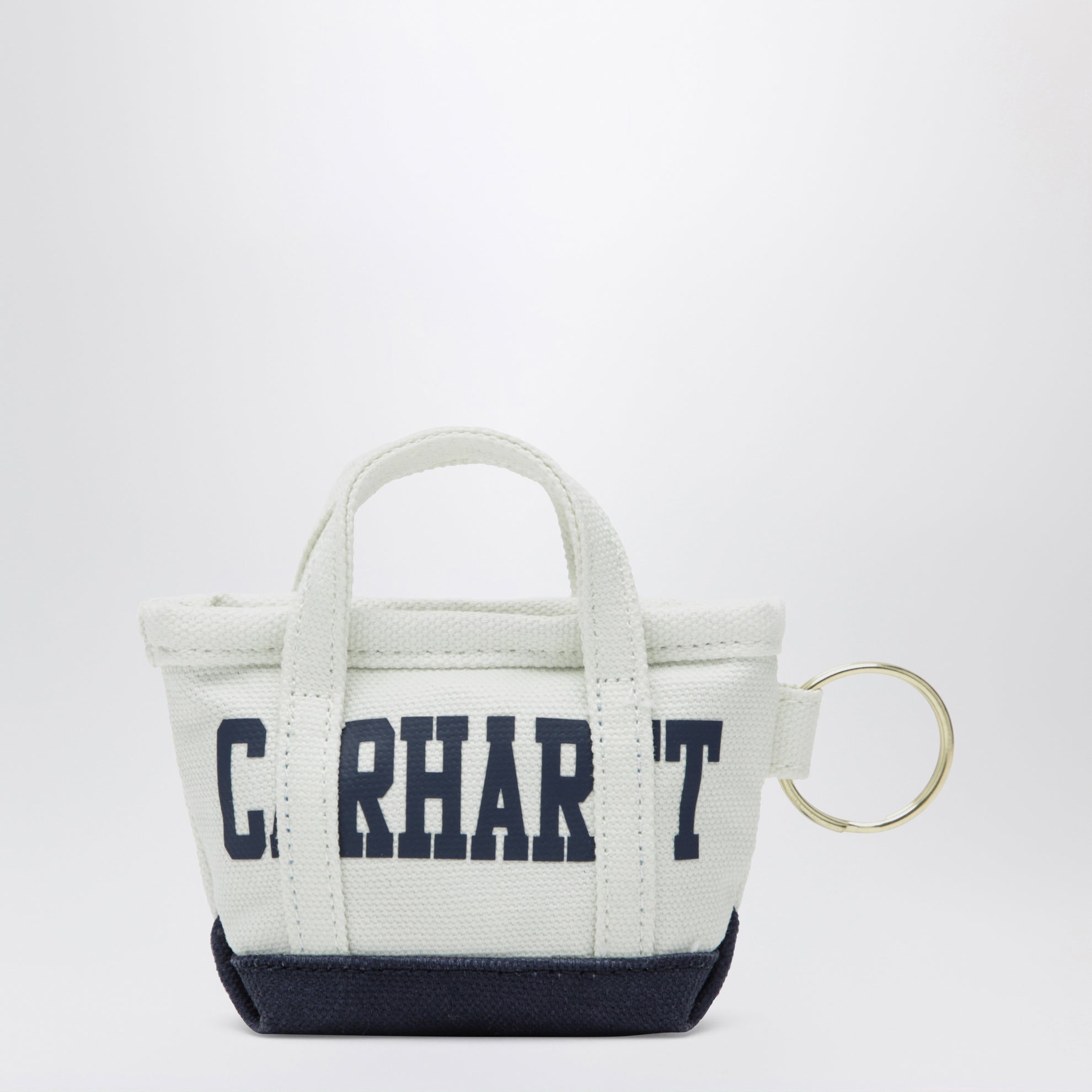 Mini Tote Bag Keychain Natural/Blue