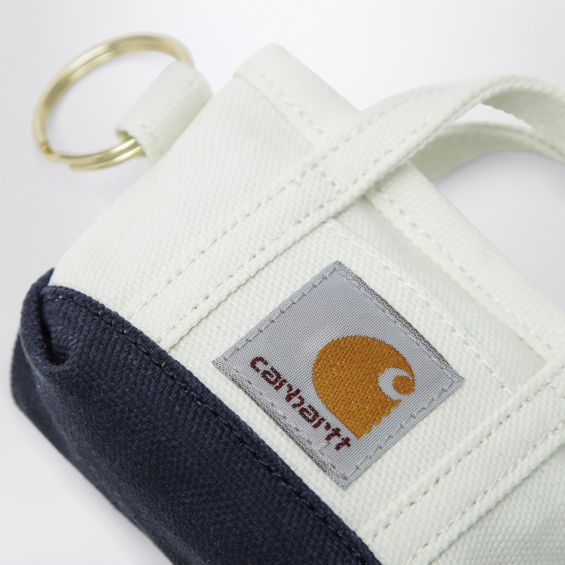 Mini Tote Bag Keychain Natural/Blue