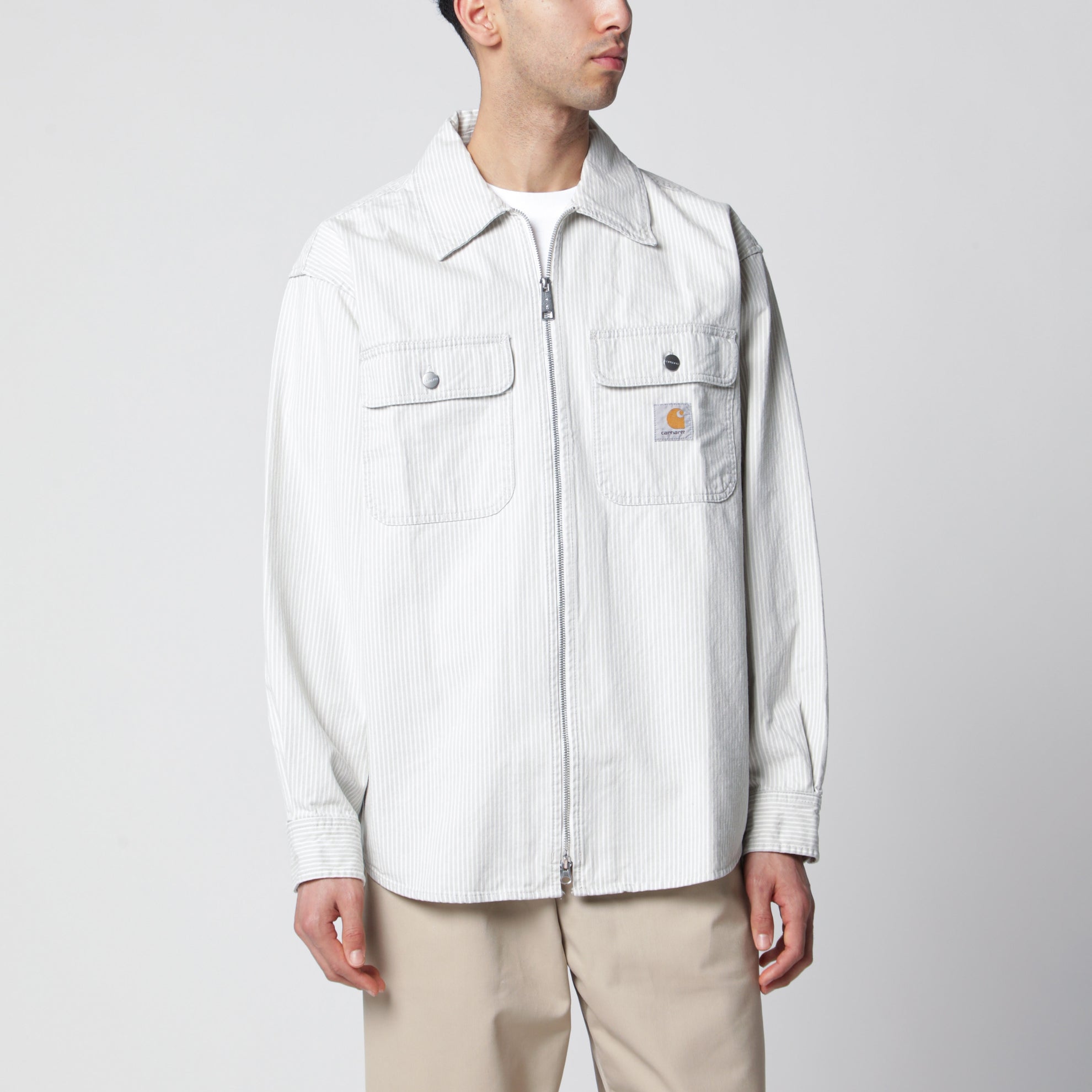 Veste-chemise Mercer en coton rayé blanc
