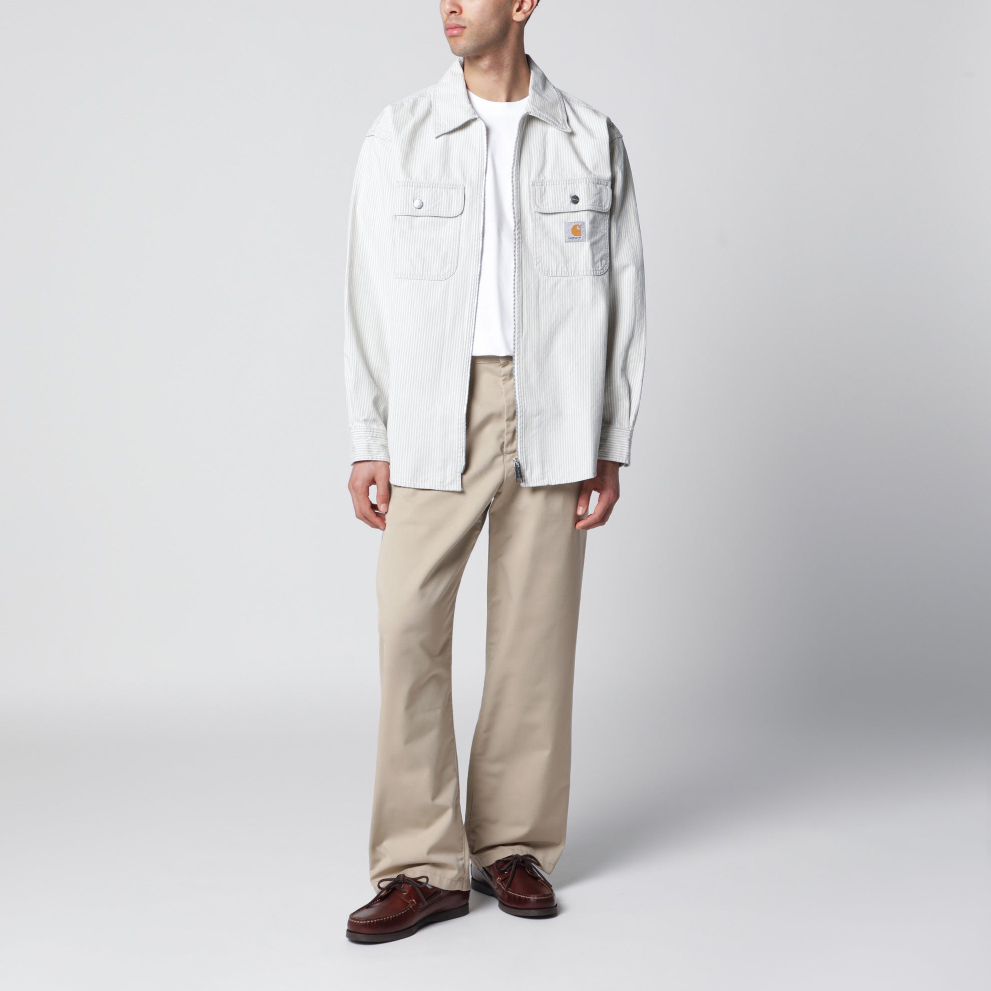 Veste-chemise Mercer en coton rayé blanc