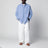 Keene long-sleeve shirt in cotton poplin, Keen Stripe/Curacao