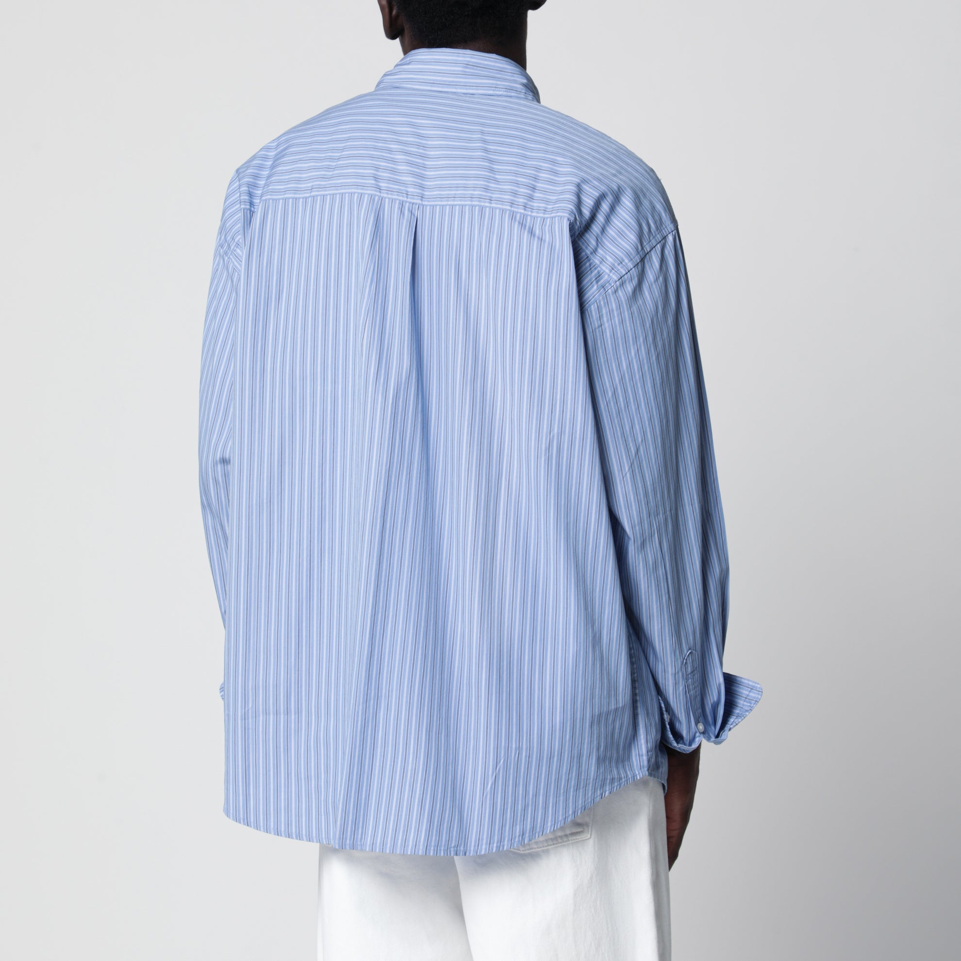 Camicia Ls Keene a righe in popeline di cotone blu