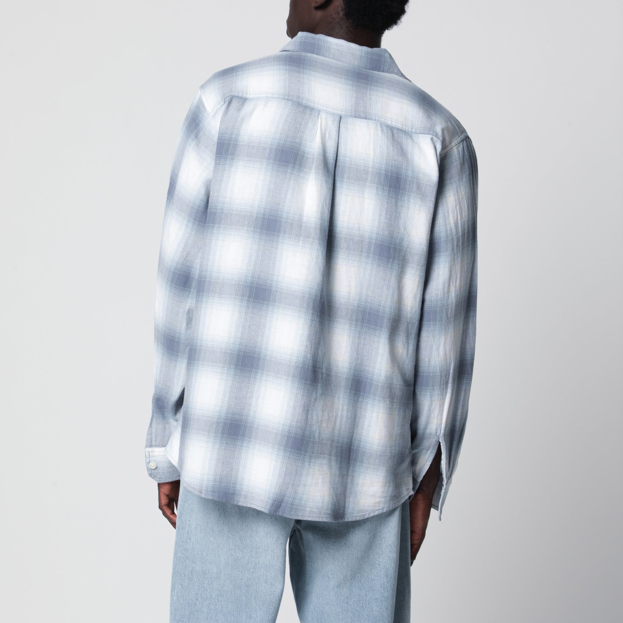 Camicia L/S Tyers a quadri blu in twill di cotone
