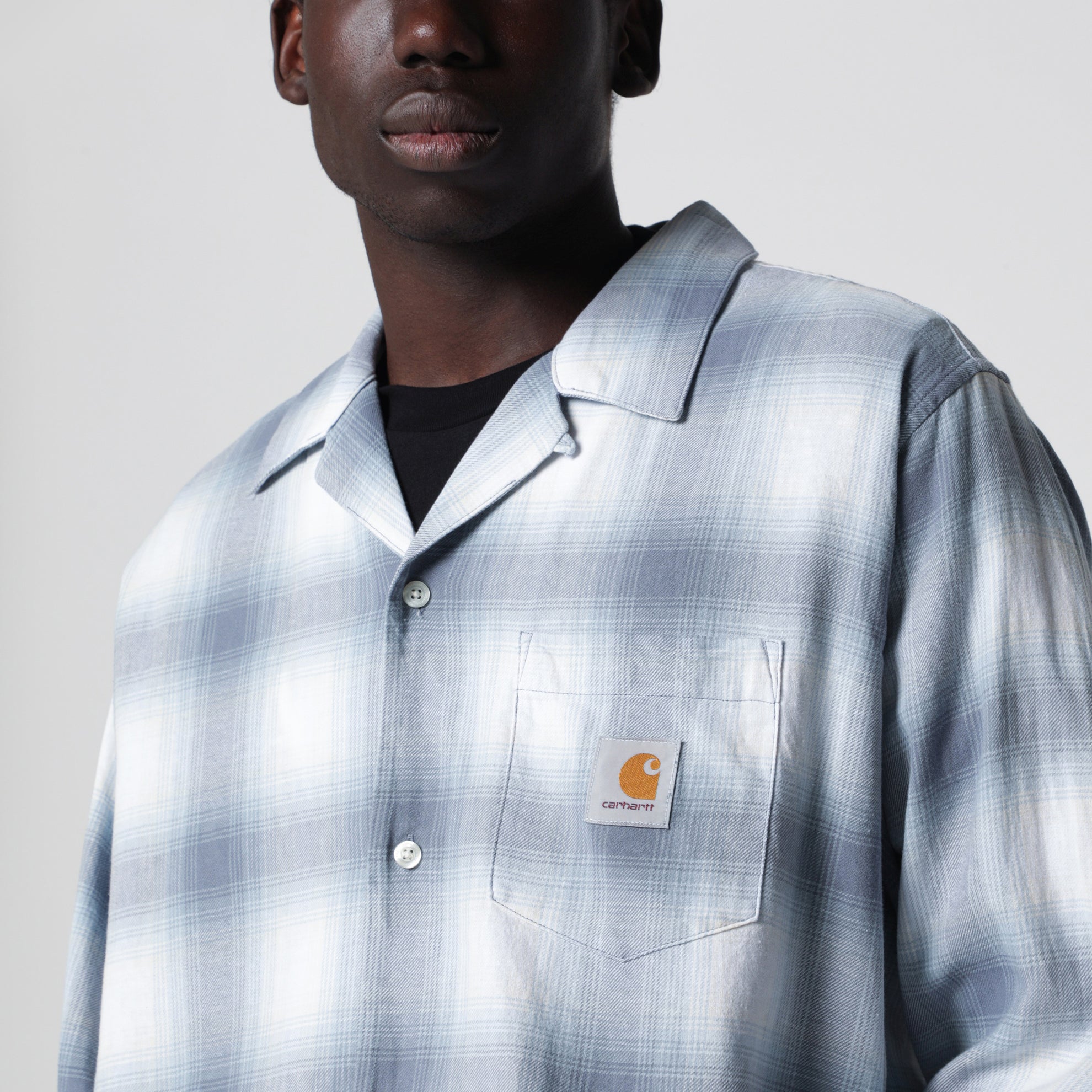Camicia L/S Tyers a quadri blu in twill di cotone