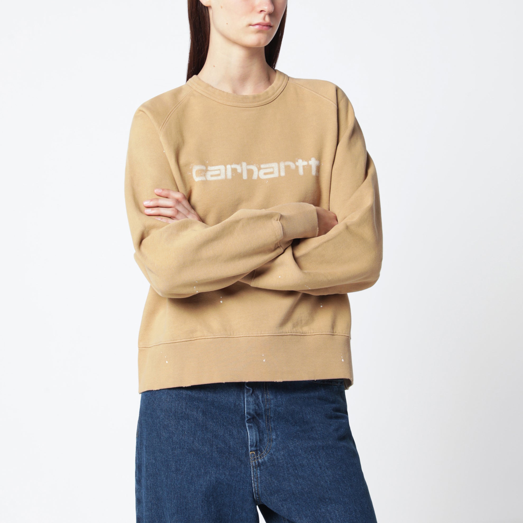 Damen-Sweatshirt The Painter aus gebürsteter Baumwolle in Braun
