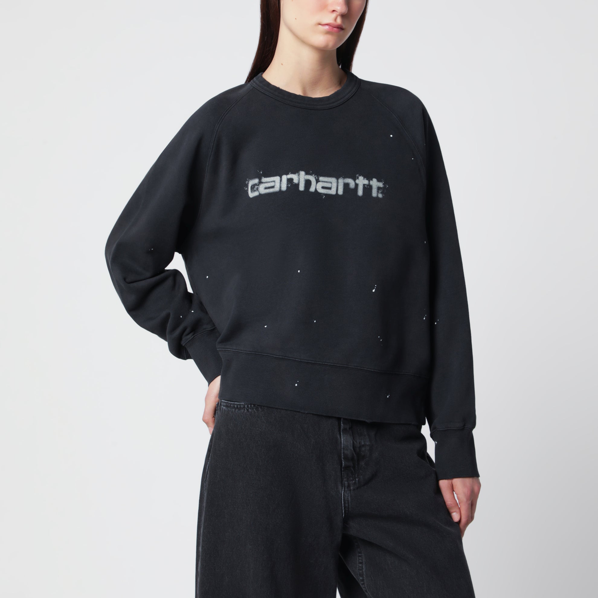 Women’s Painter sweatshirt in brushed cotton, black
