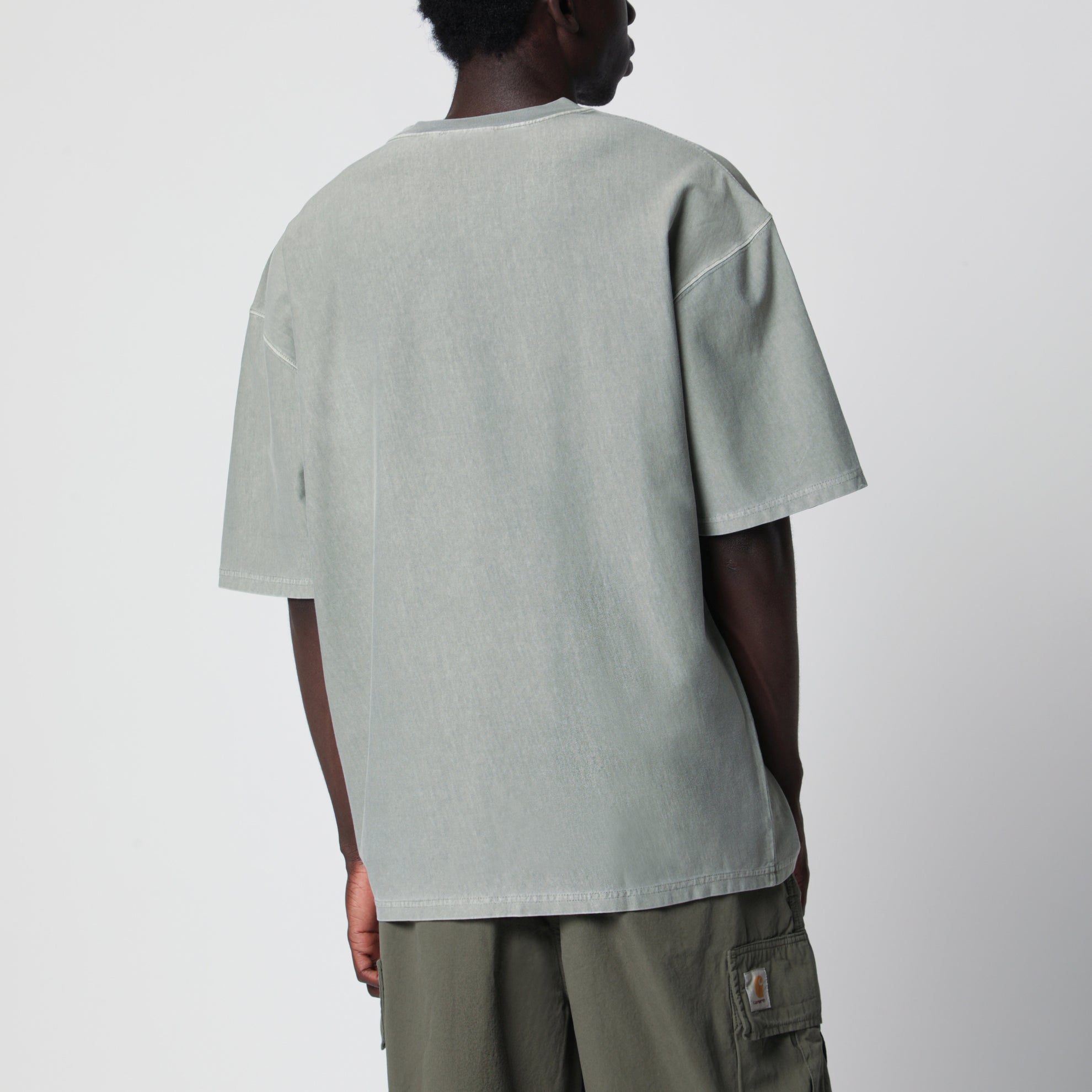 T-shirt Loose Pocket in jersey di cotone grigia