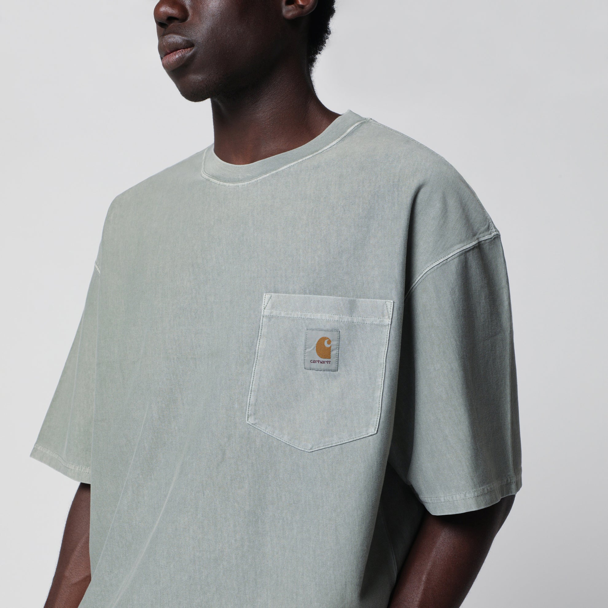 T-shirt Loose Pocket in jersey di cotone grigia