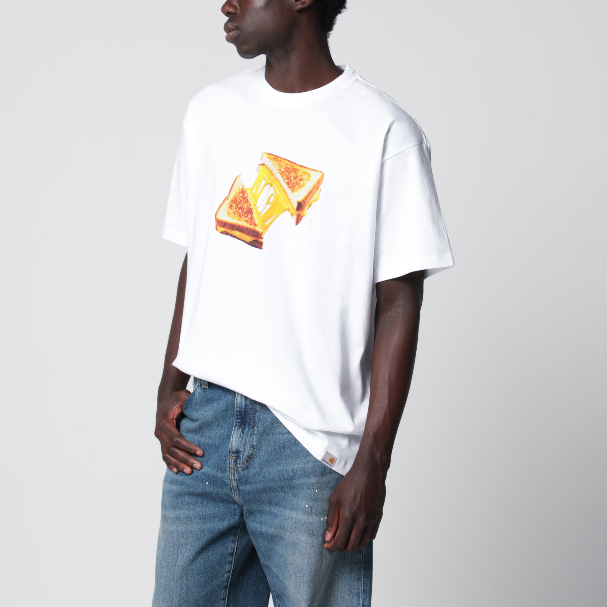 T-shirt S/S Cheese Toast bianca in cotone biologico
