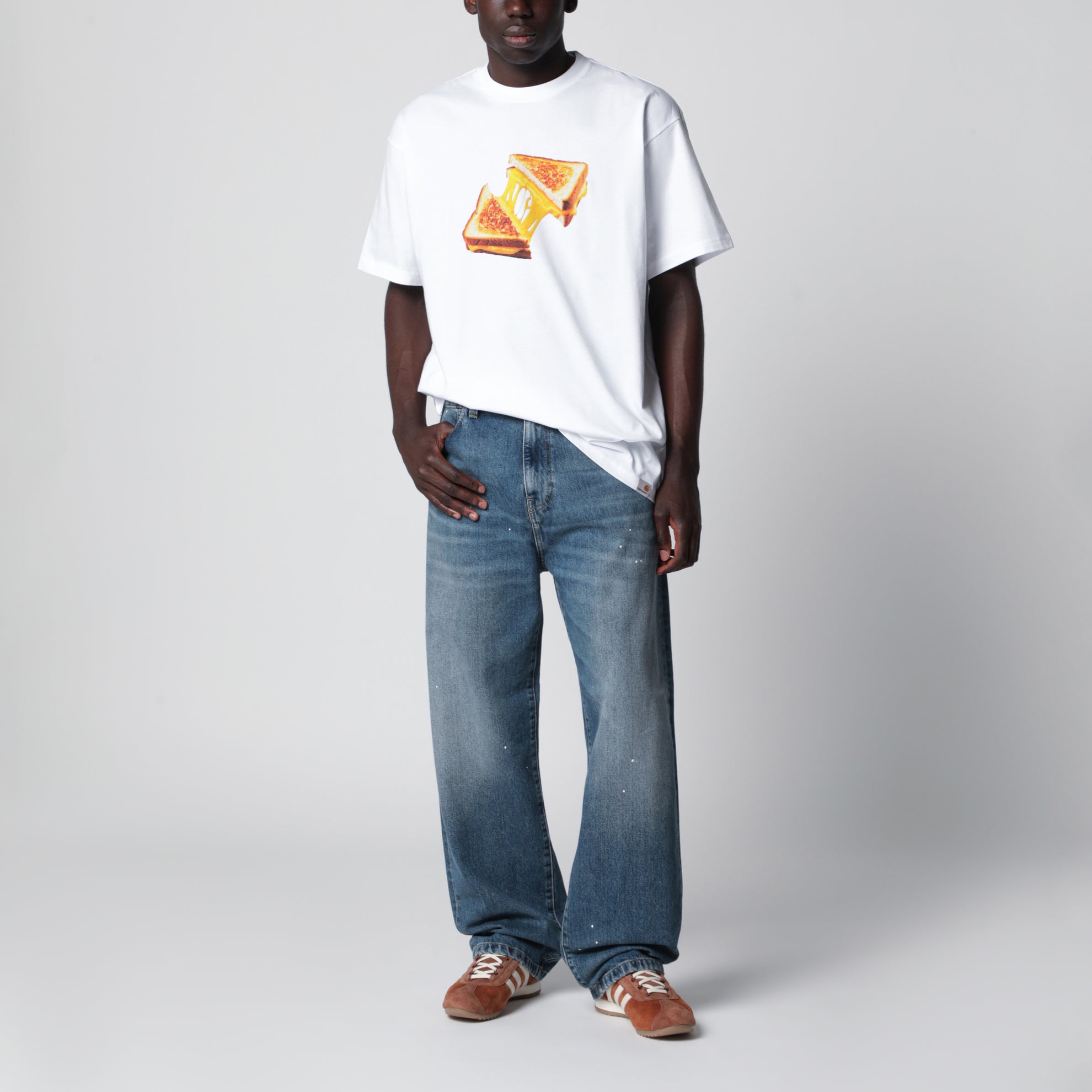 T-shirt S/S Cheese Toast bianca in cotone biologico