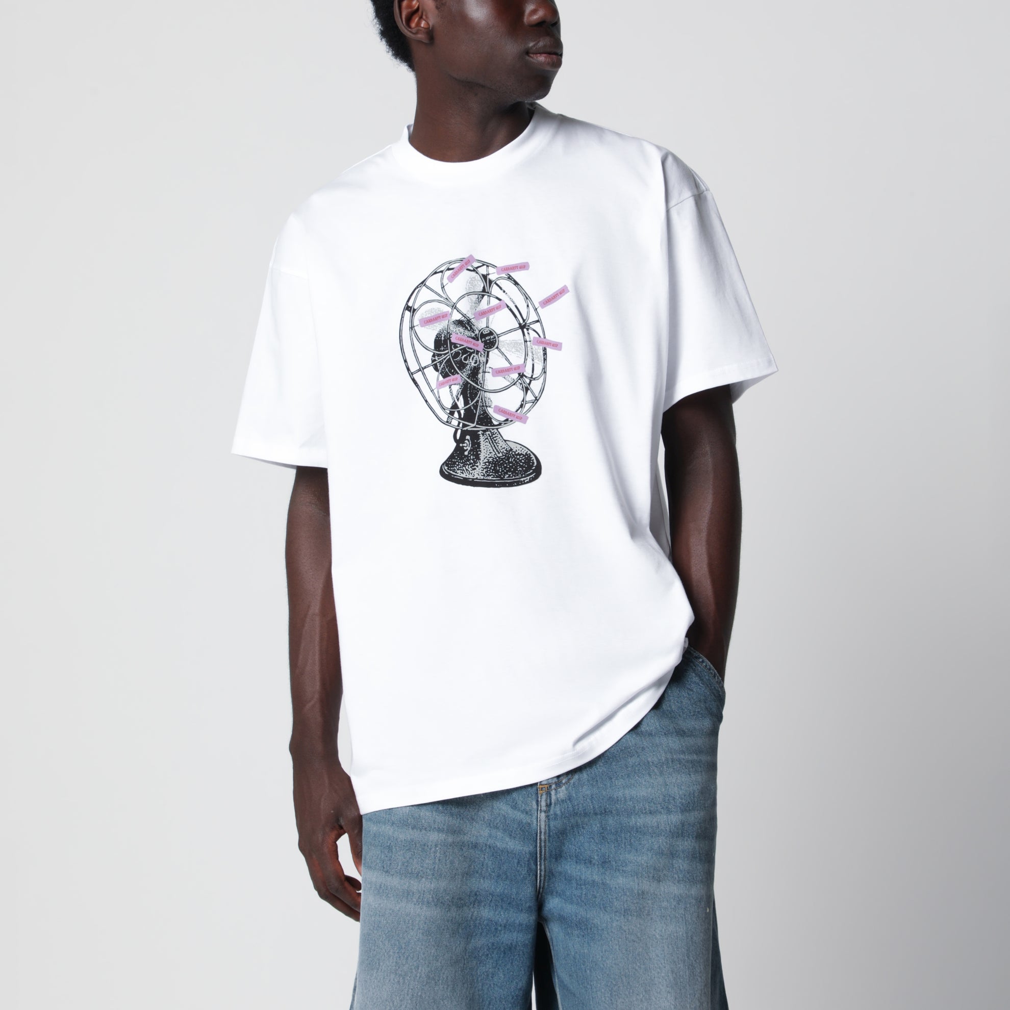 T-shirt S/S Fan bianca in cotone con stampa grafica