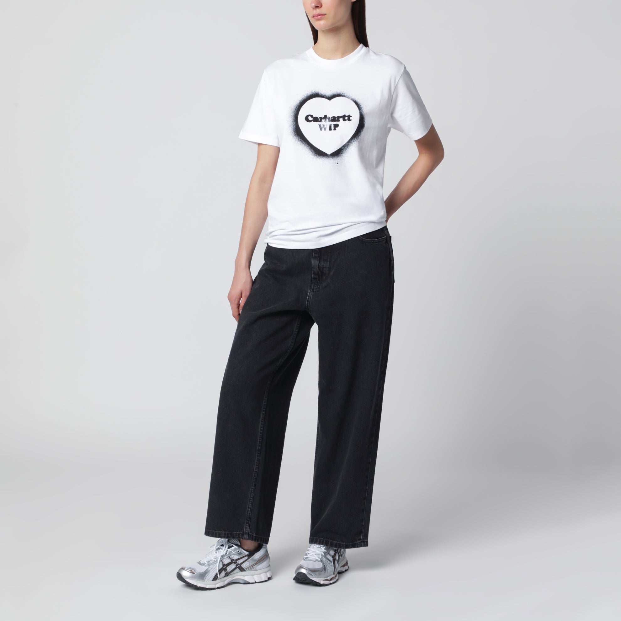 Damen-T-Shirt Spray Heart aus Bio-Baumwolle in Weiß