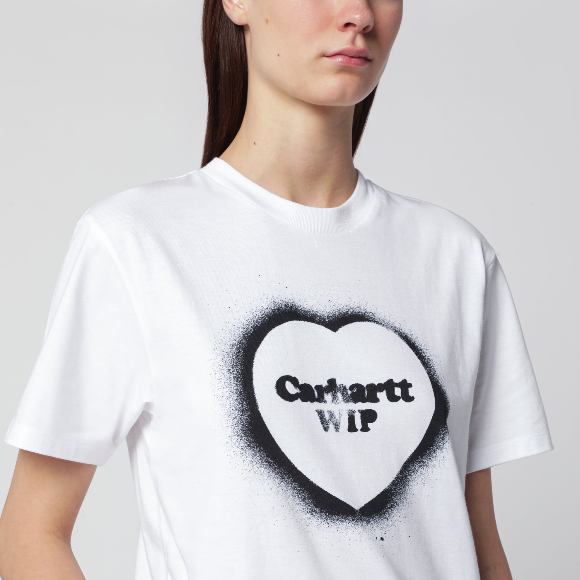 Damen-T-Shirt Spray Heart aus Bio-Baumwolle in Weiß