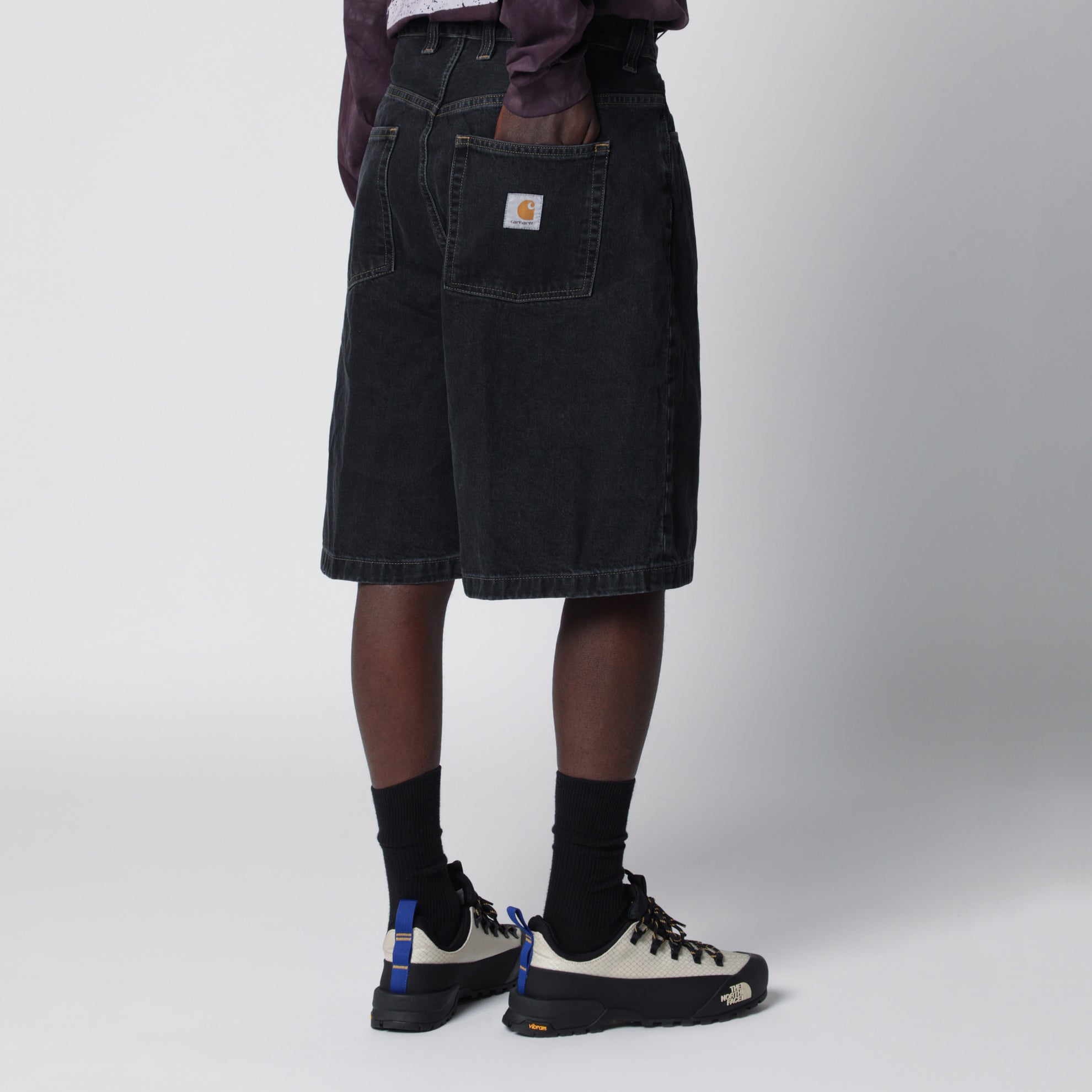 Brandon loose-fit low-rise denim shorts in black