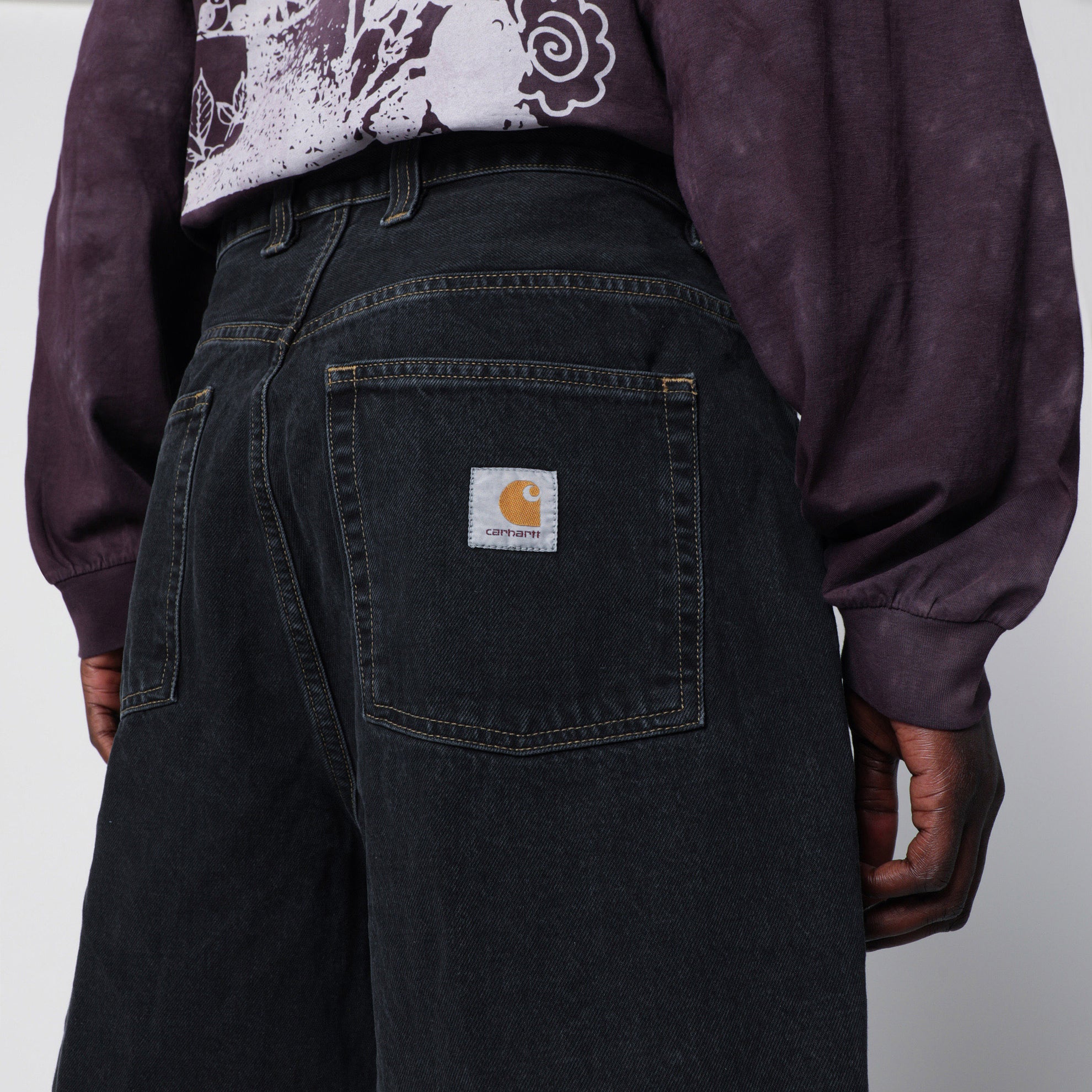 Brandon loose-fit low-rise denim shorts in black