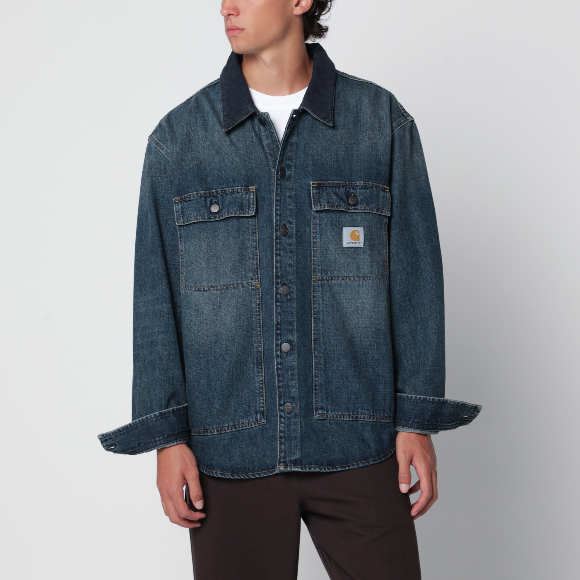 Giacca-camicia Oakland blu in denim di cotone