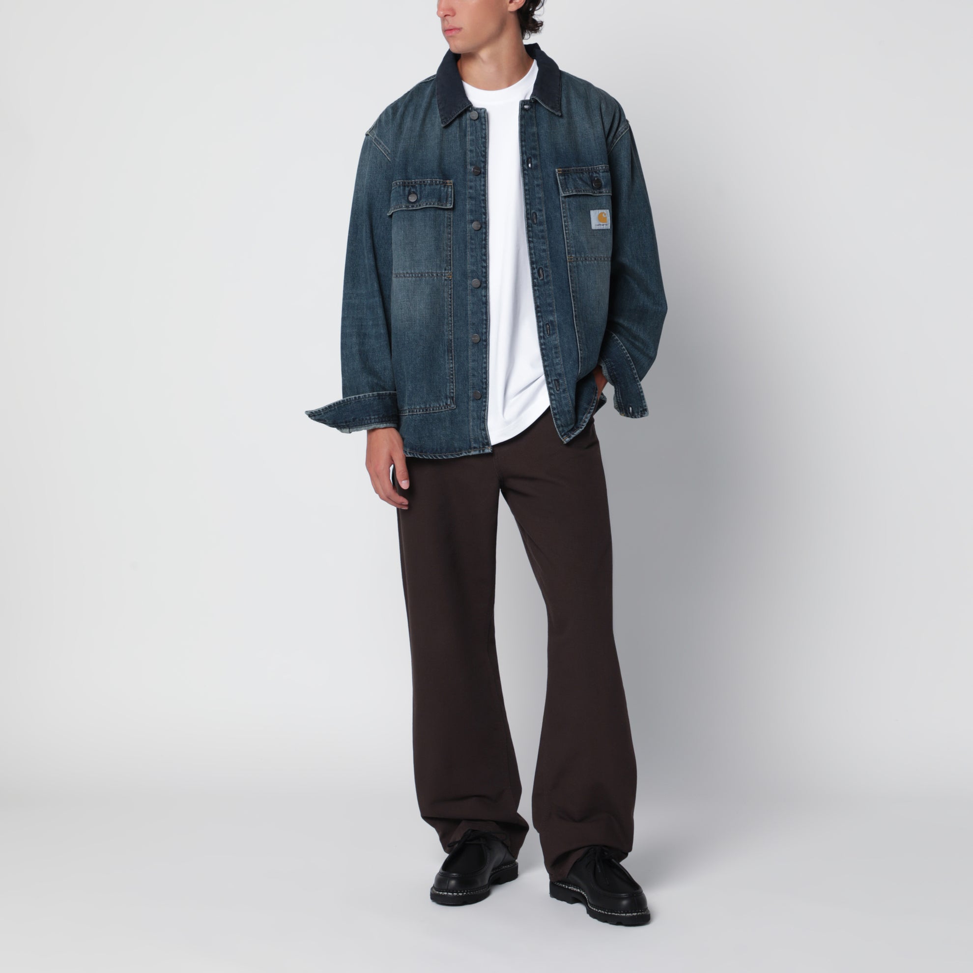 Giacca-camicia Oakland blu in denim di cotone