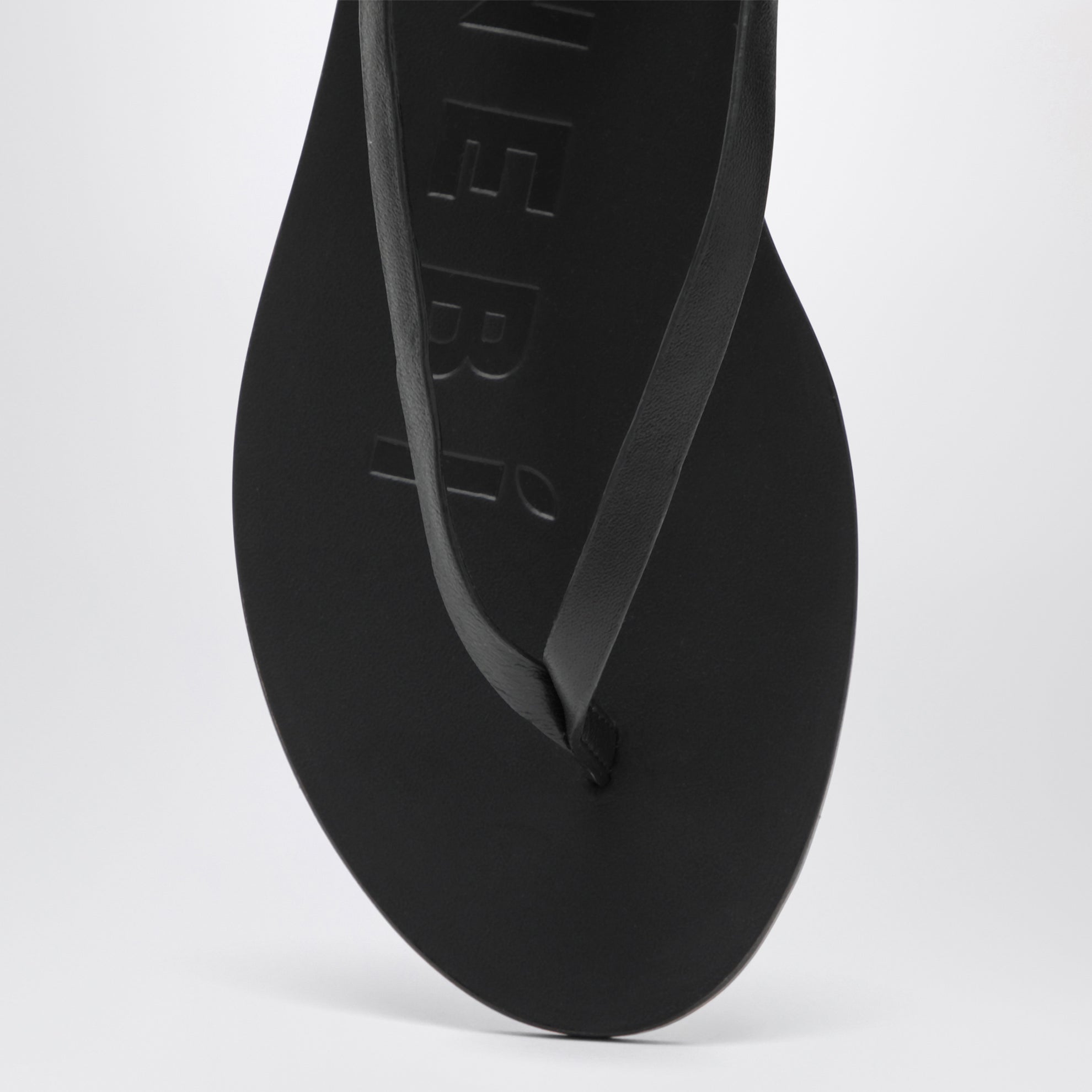 Black smooth leather crossover sandals
